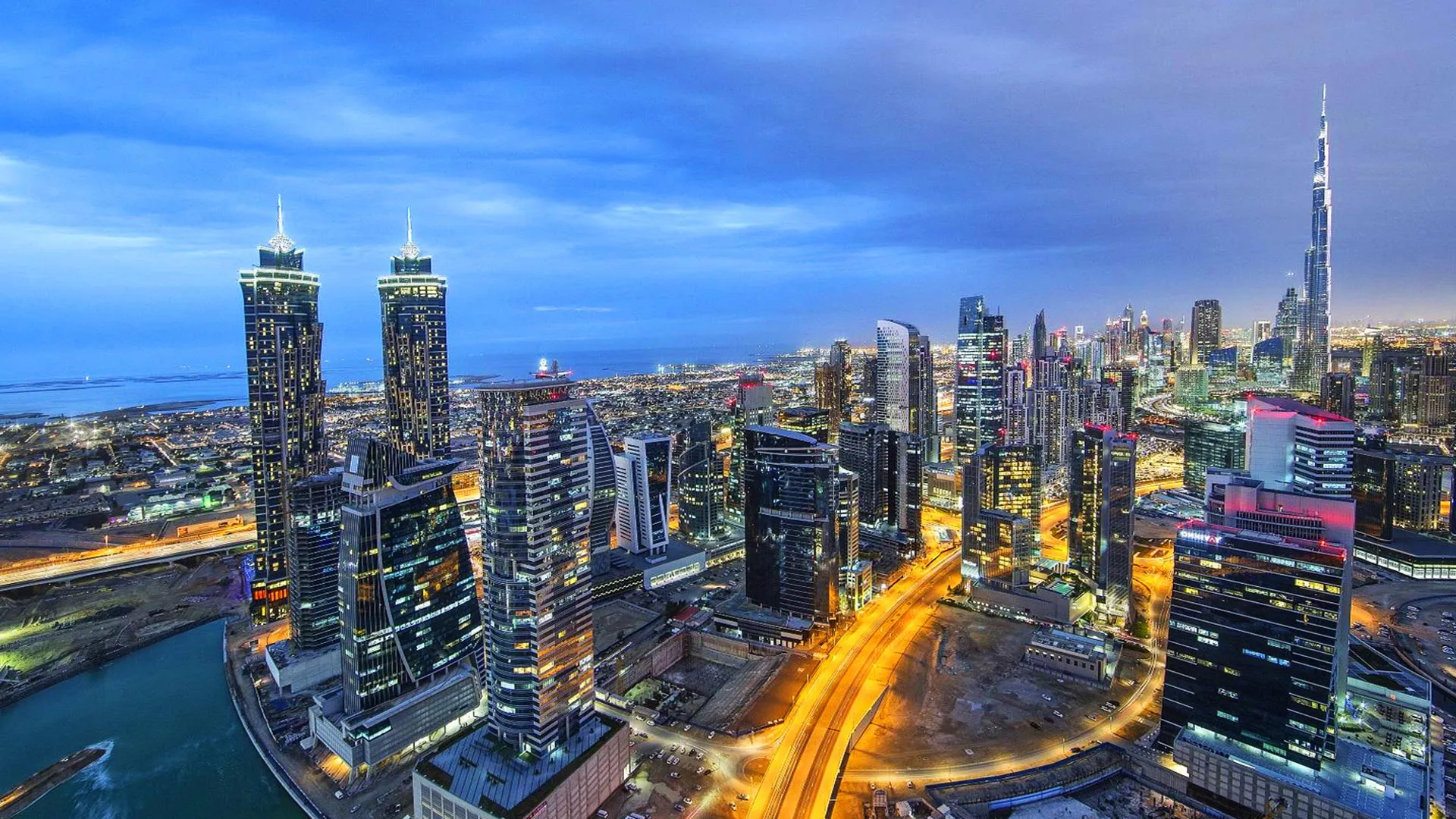 Iconic O-shape building and luxury skyline in Business Bay near Burj Khalifa