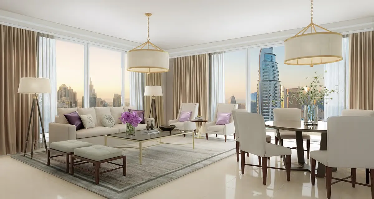 Downtown Dubai luxury apartment interior with city view