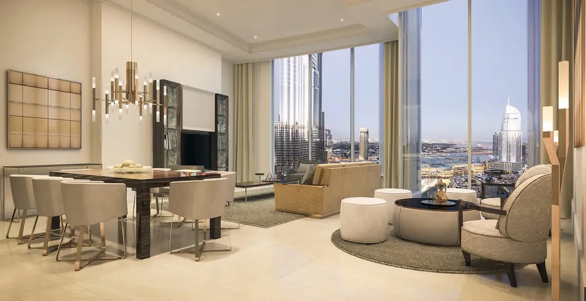 Downtown penthouse interior with Burj view