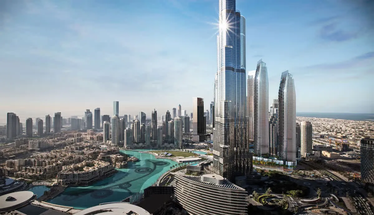 Downtown Dubai daytime aerial